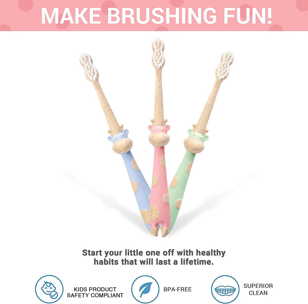 Biodegradable handle detail of ROARex plant-based kids toothbrush