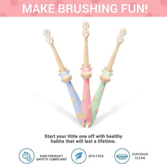 Biodegradable handle detail of ROARex plant-based kids toothbrush