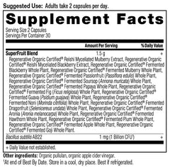 Label showing ROC SuperFruits 16-fruit blend