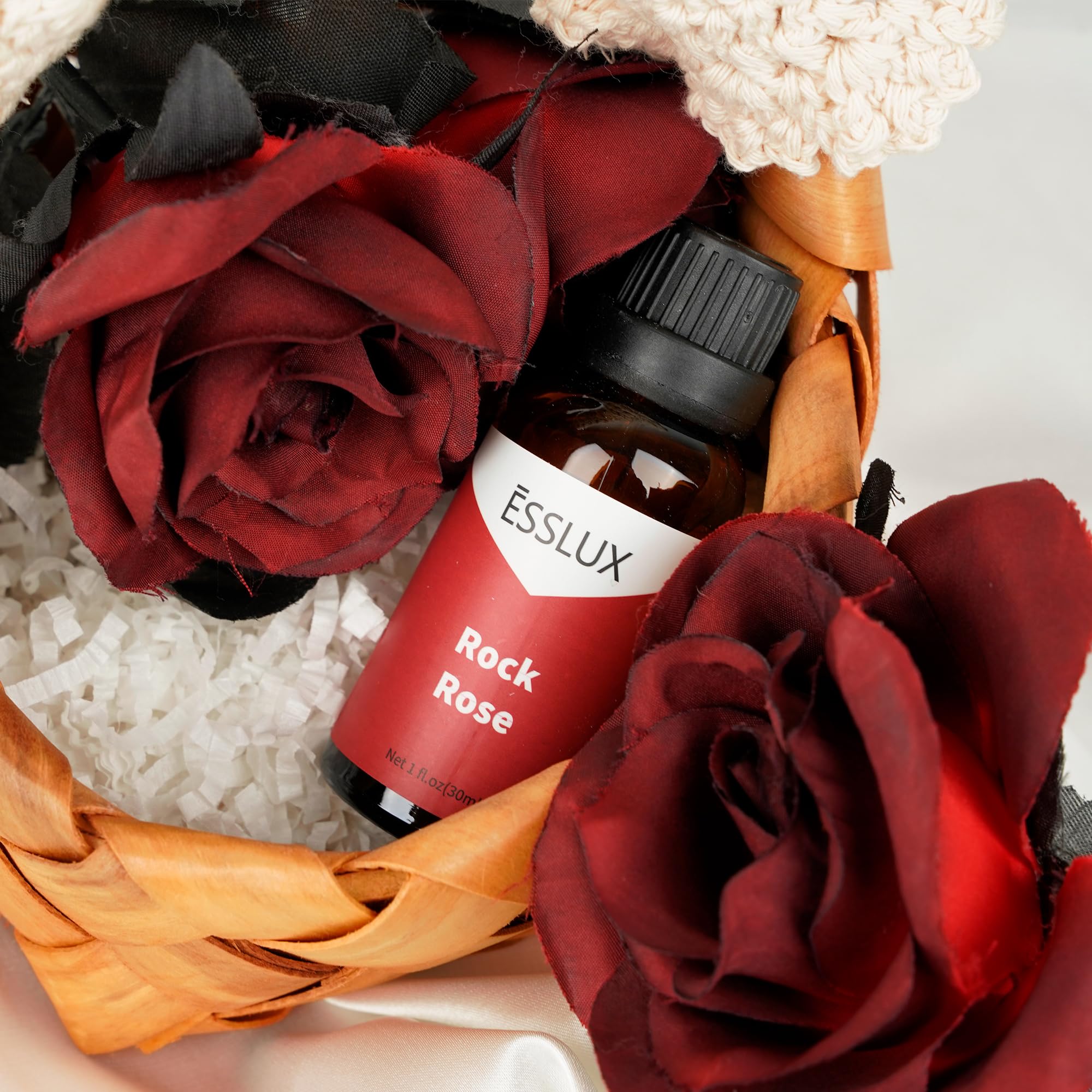 Display of ESSLUX Rock Rose fragrance oil 30 ml bottle