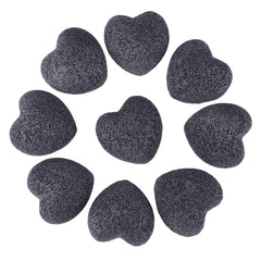 Black lava rock puff heart stone – 0.9 inch, 10-piece set