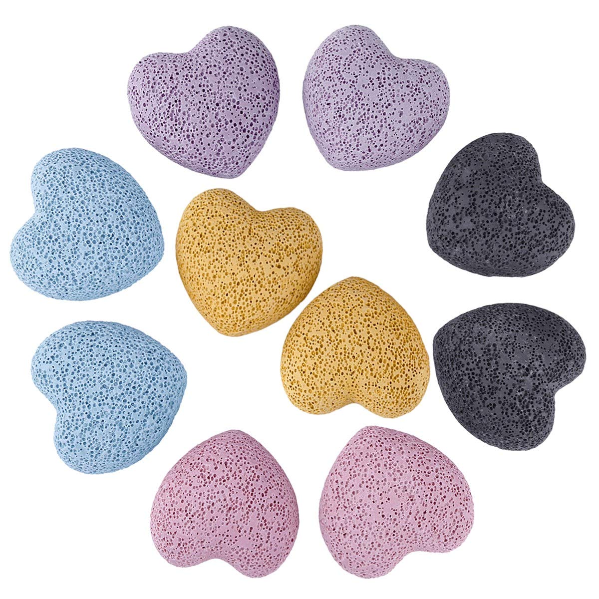 rockcloud Colorful Lava Rock Heart Shape Pocket Stones – 10 dyed lava hearts in gift bag