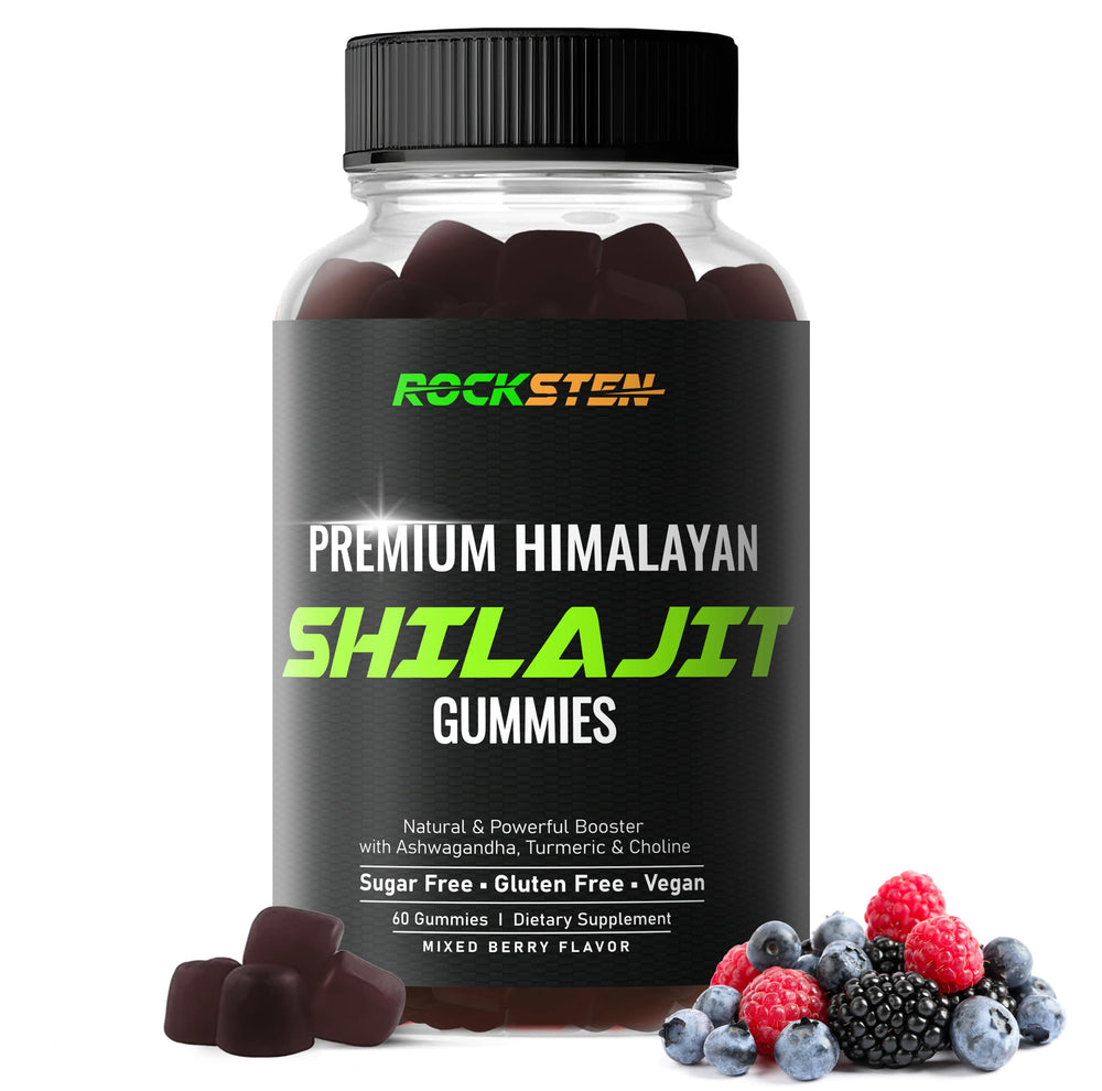 RockSten Shilajit Gummies bottle with berry flavor