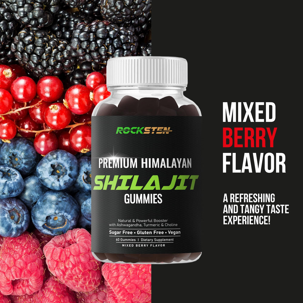 Vegan, gluten-free, non-GMO Shilajit Gummies label