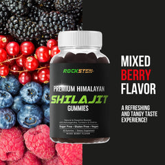 Vegan, gluten-free, non-GMO Shilajit Gummies label
