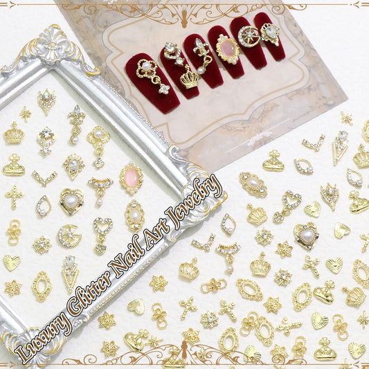 RODAKY rhinestones and pearls highlight sparkling nail accents.