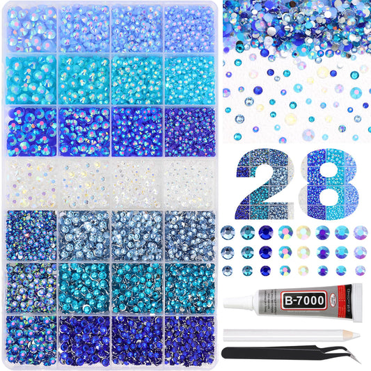 RODAKY blue rhinestones nails kit with mixed sizes for dazzling nail art