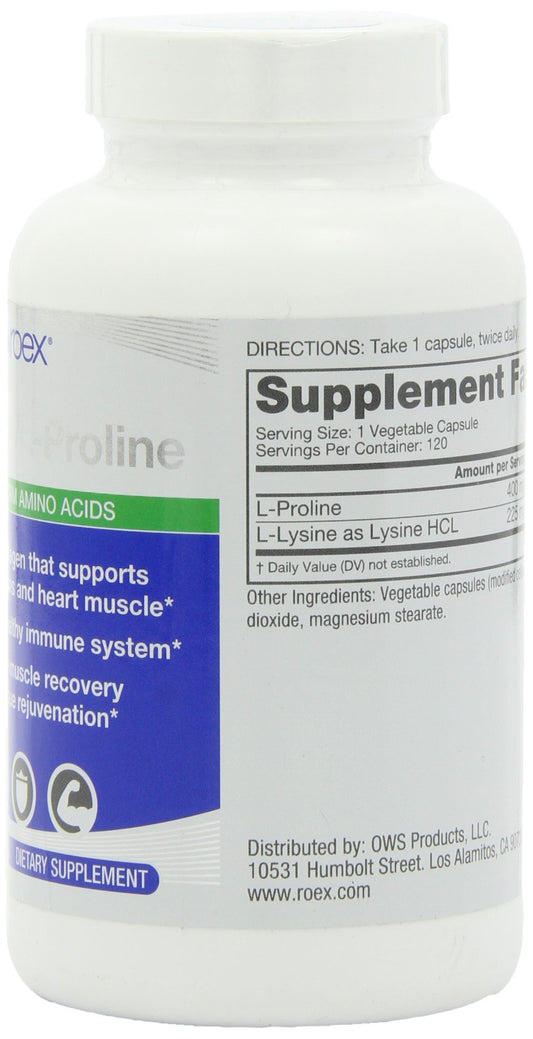 Roex Lysine Proline bottle label