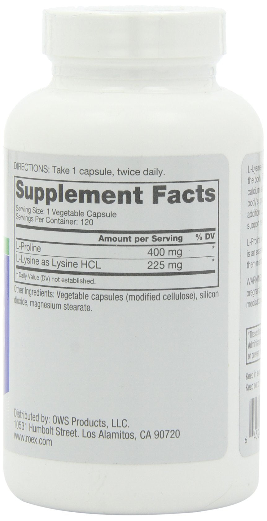 Close-up of L-Lysine and L-Proline capsules