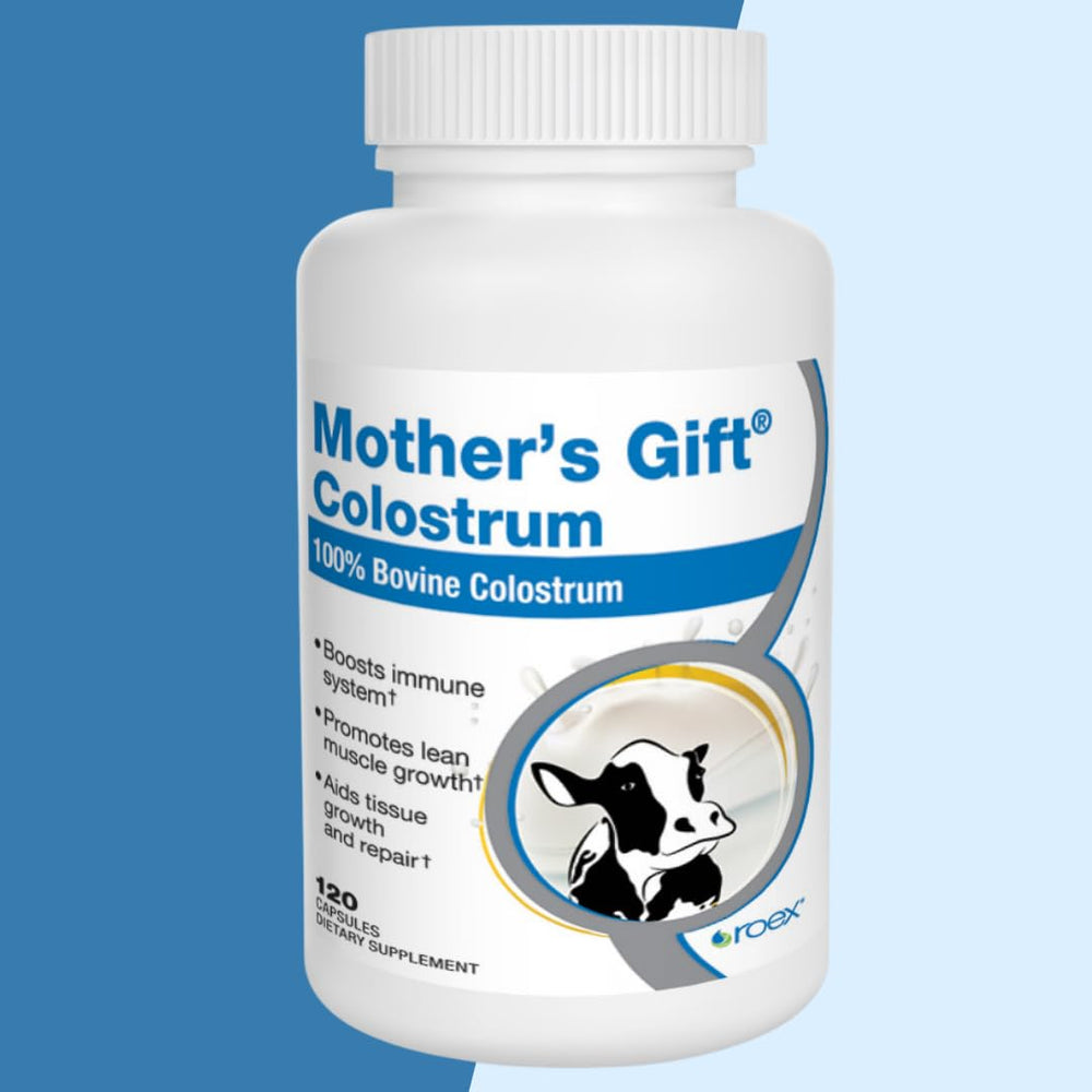 Roex Mother's Colostrum Capsule bottle on a neutral background