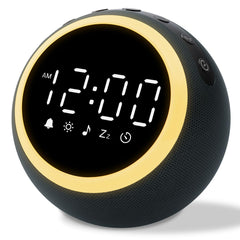 Rohent alarm clock front view showing compact all-in-one bedside device for organized sleep setup