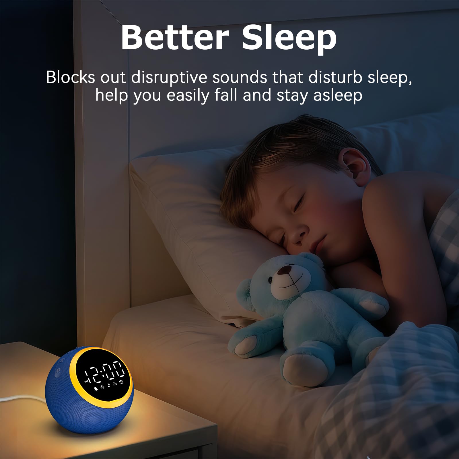 Rohent White Noise Sound Machine blue wake-up tones for gentle mornings