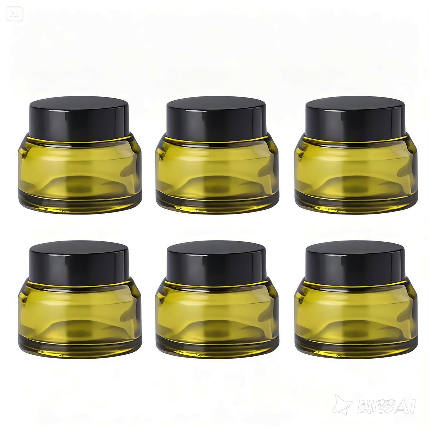 ROHIJALE 6-pack green glass jar with lid for cream storage and travel
