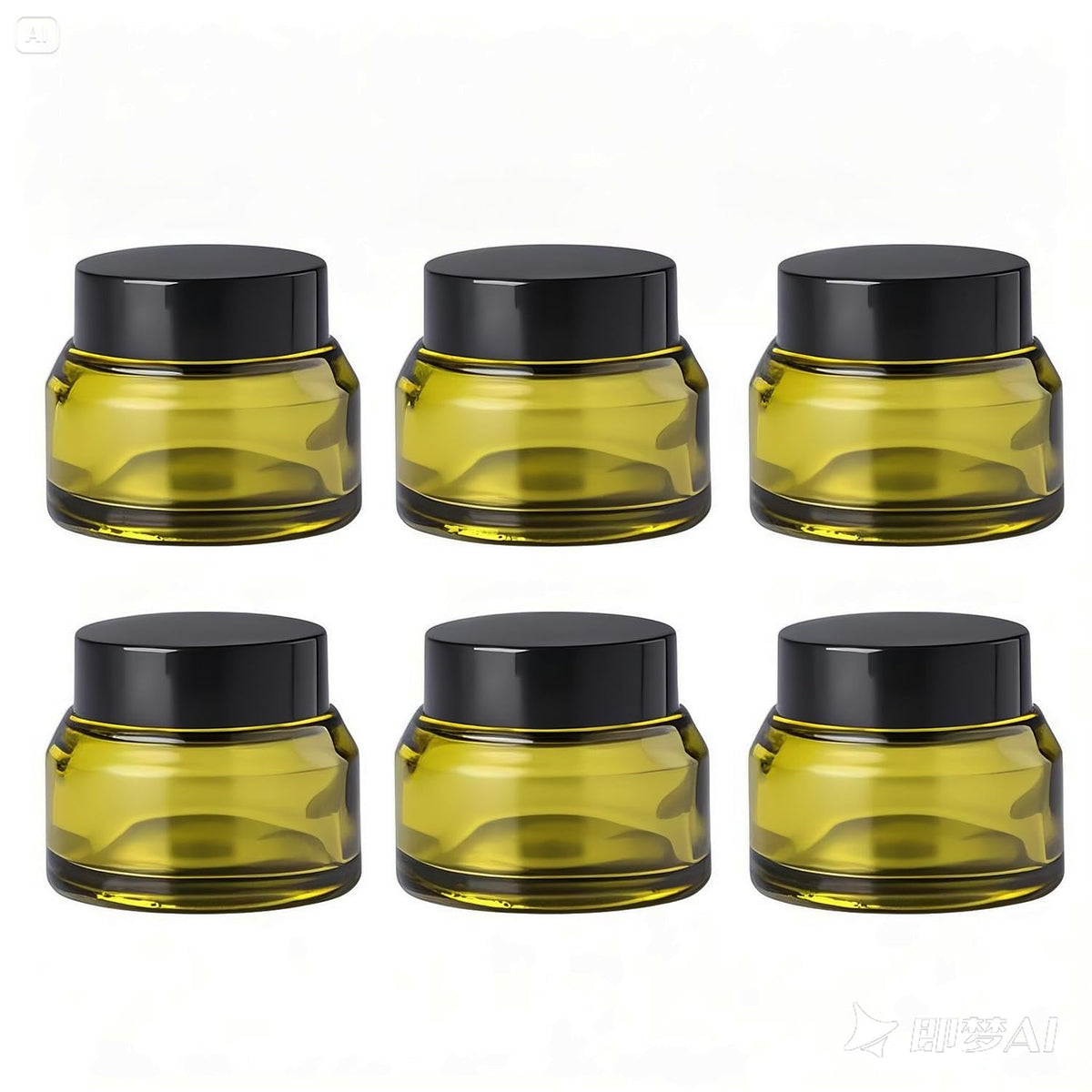 ROHIJALE 6-pack green glass jar with lid for cream storage and travel