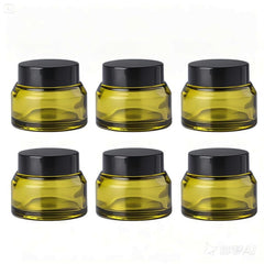 ROHIJALE 6-pack green glass jar with lid for cream storage and travel