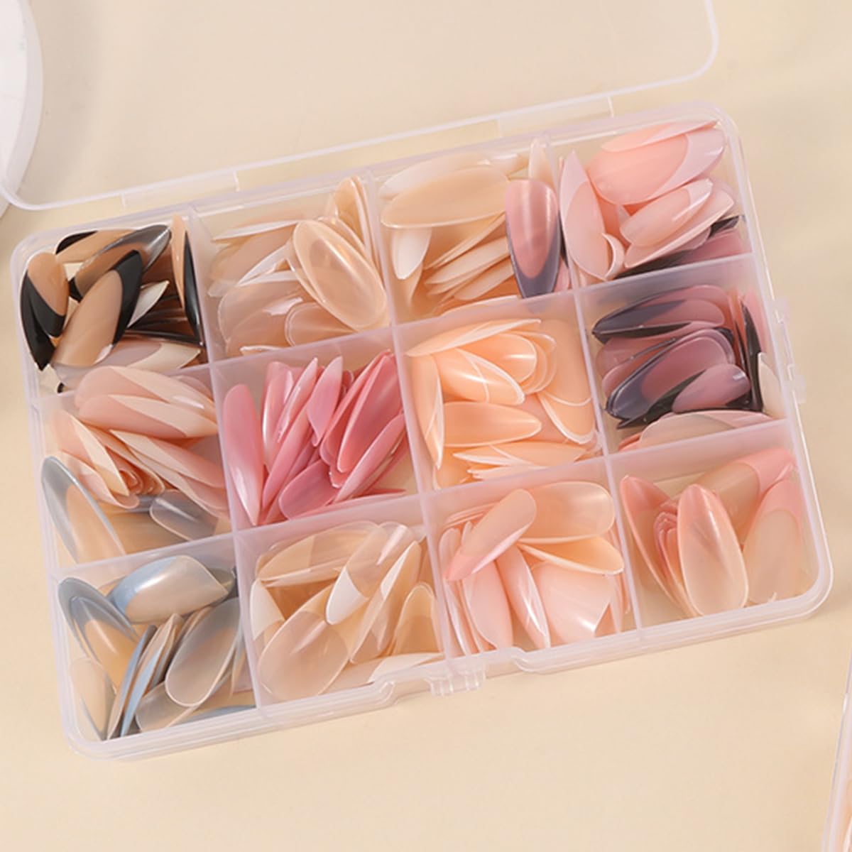Rokhevn twelve-size nail tips collection arranged for fit.