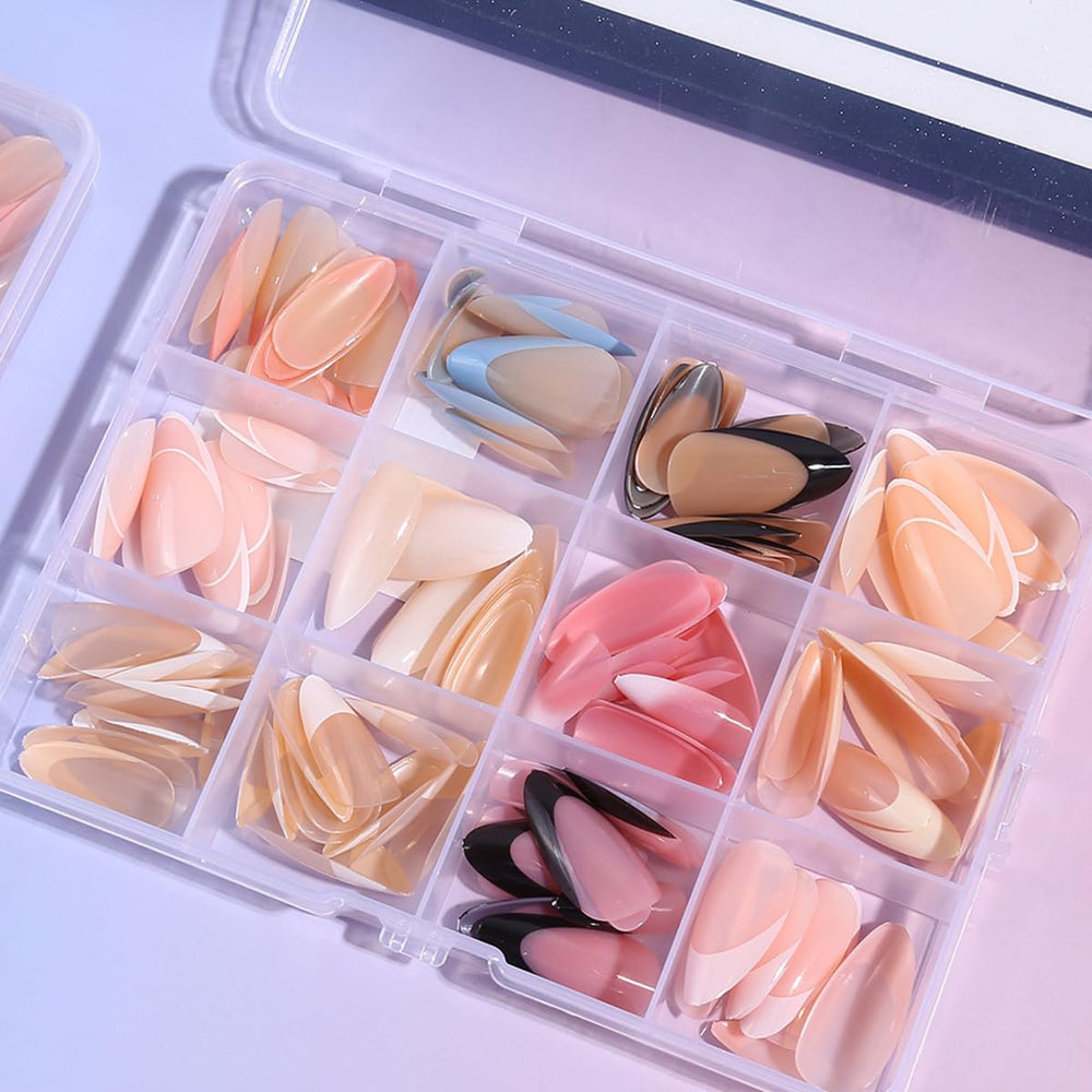 Rokhevn colorful French tip nails displayed for versatile styling options.