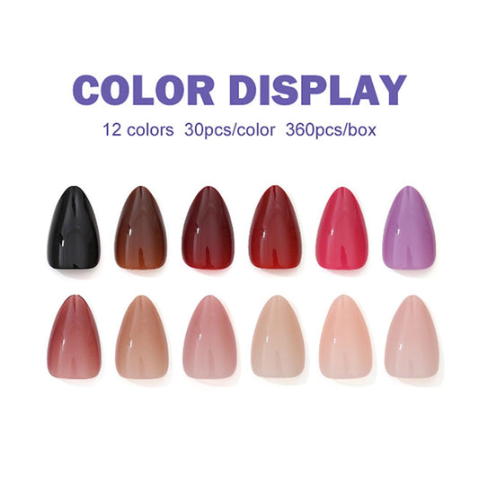 Rokhevn press-on nails solid color close-up with glossy finish