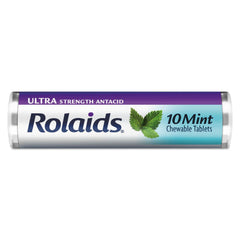 Rolaids ultra-strength mint chewables packaging for fast heartburn relief.