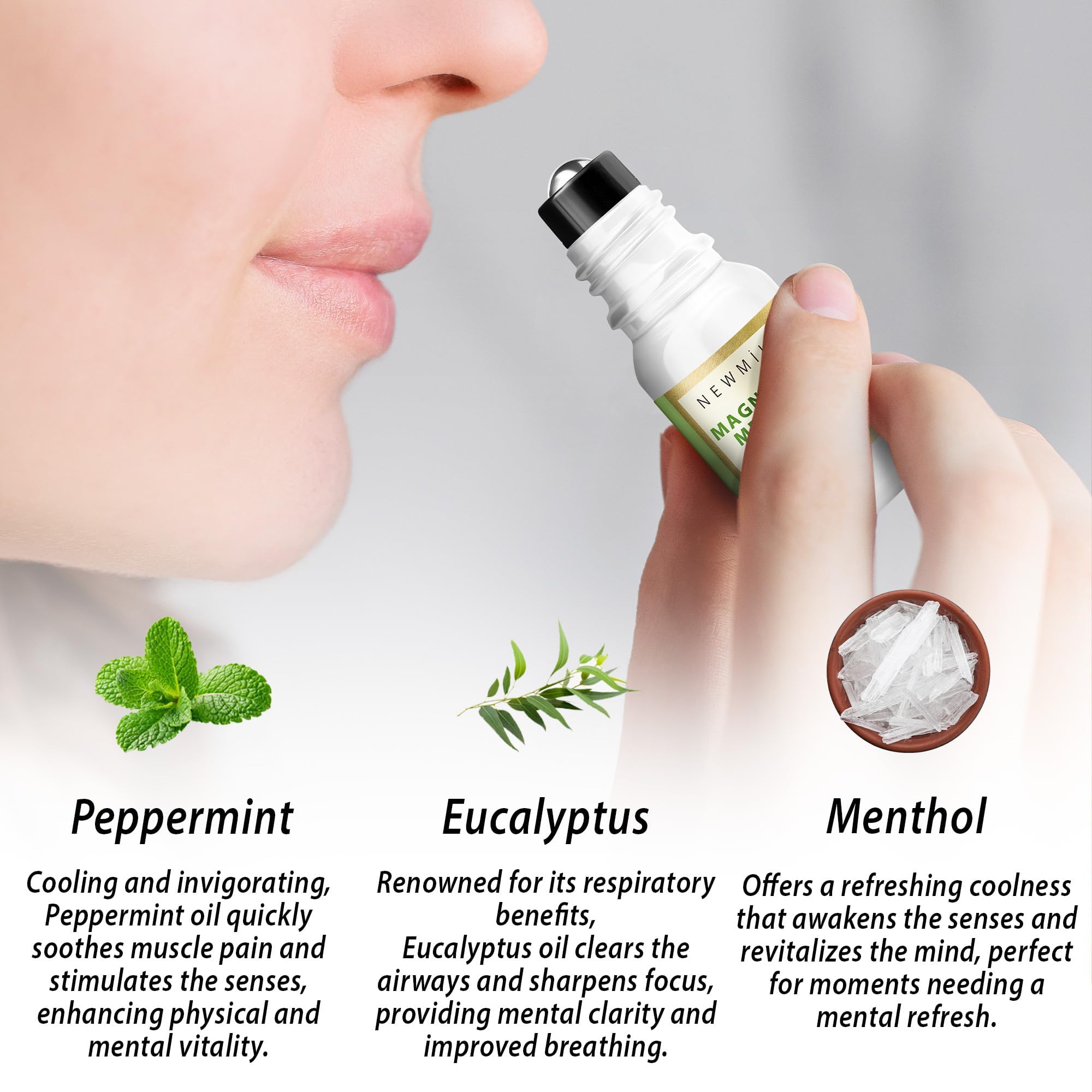 Roll-on applicator tip of Magnesium Menthol Migraine Roll-On