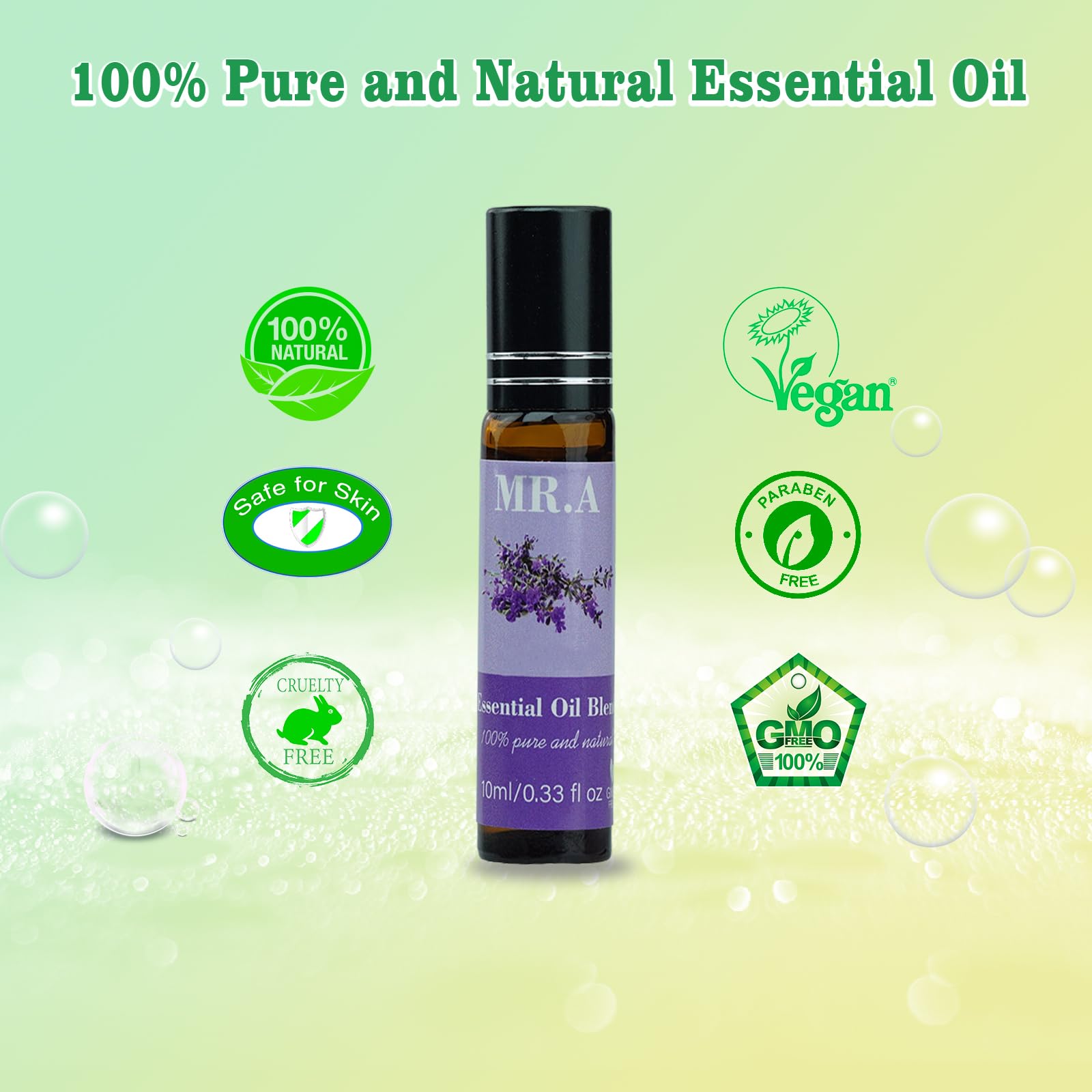 Roll-on bottle featuring lavender essential oil