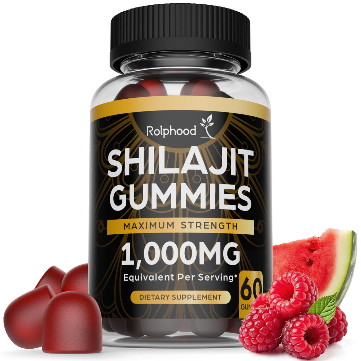 Rolphood Shilajit Gummies bottle with 60 gummies