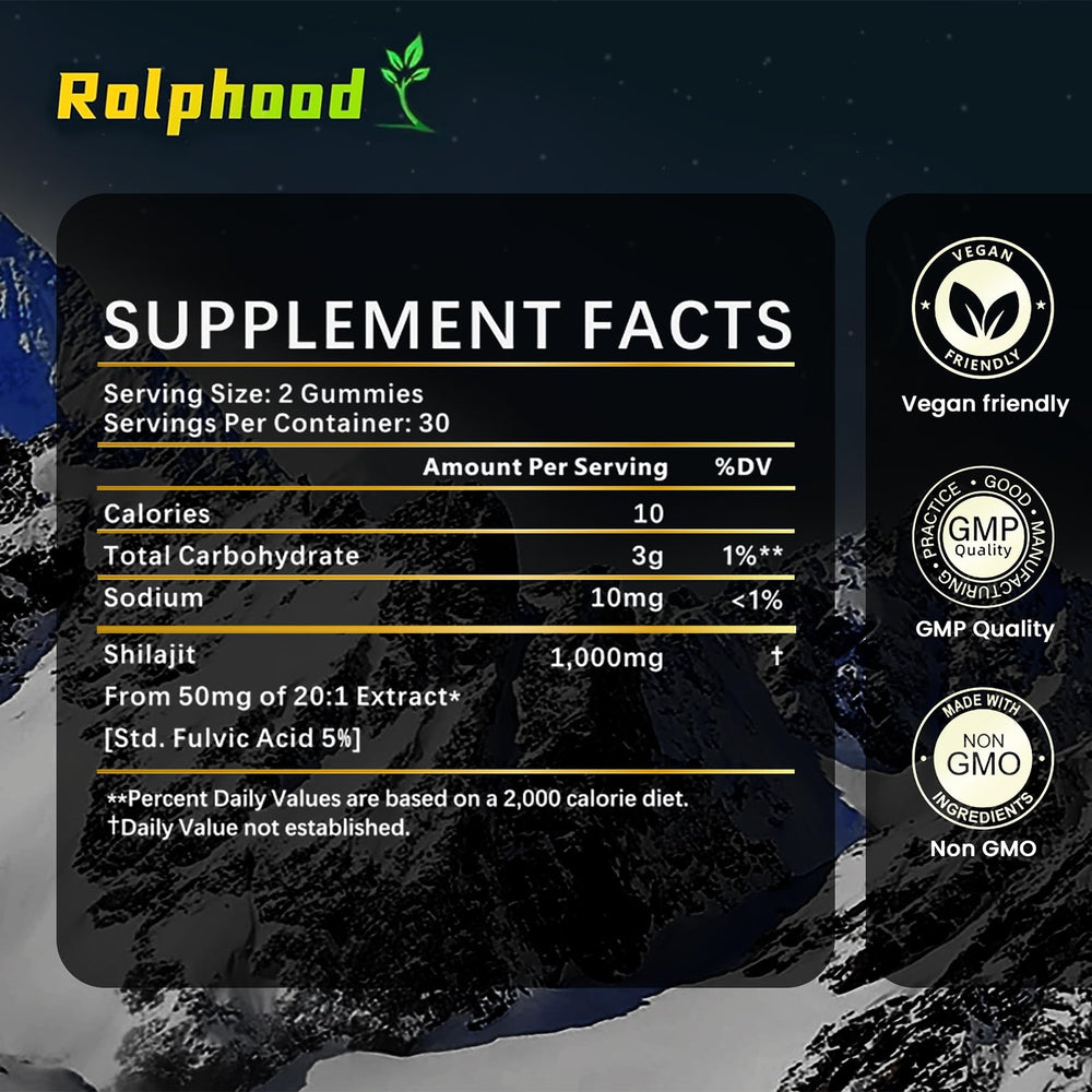 Pure, gluten-free, dairy-free, soy-free Shilajit gummies ingredients