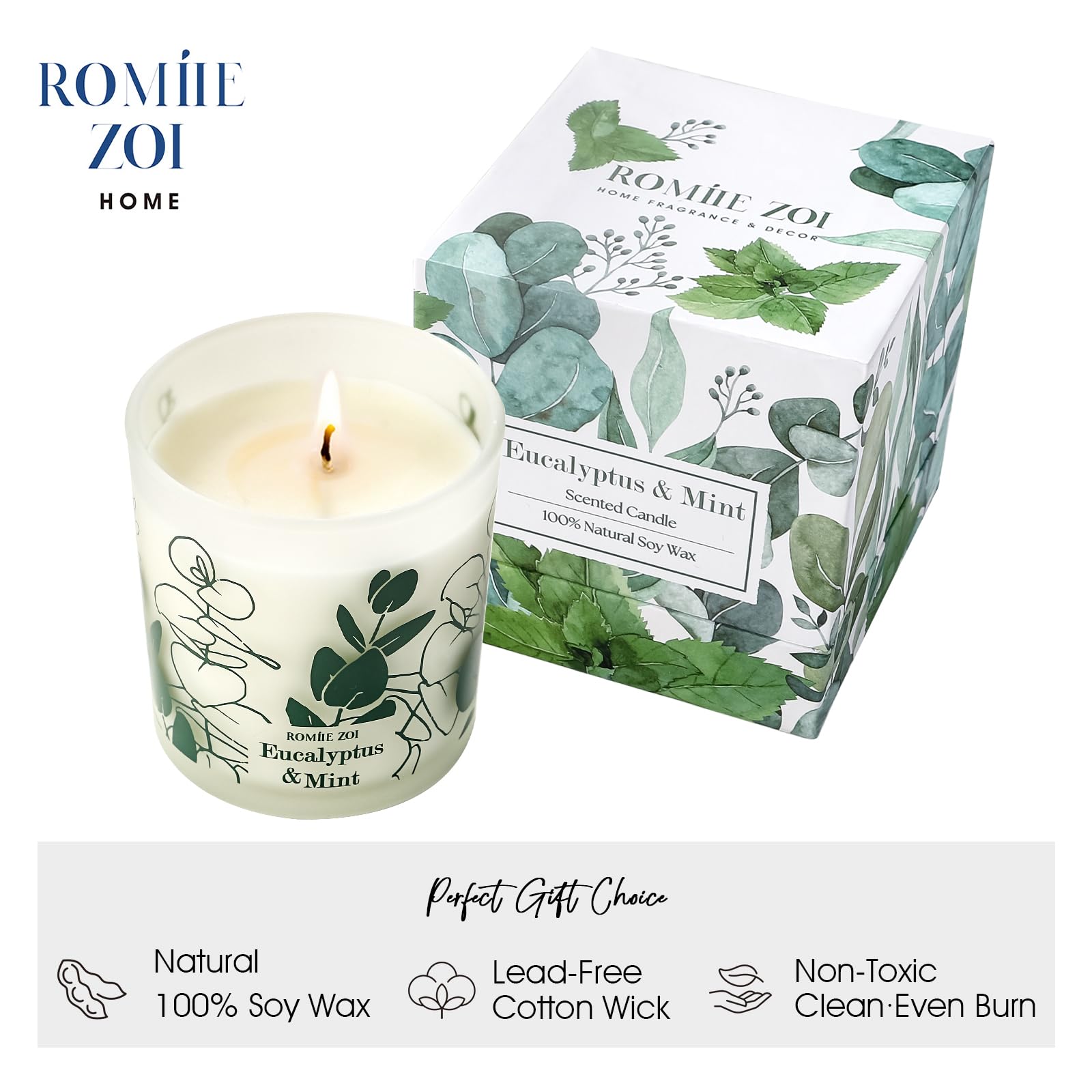 Side view of ROMIIE ZOI Scented Candle jar