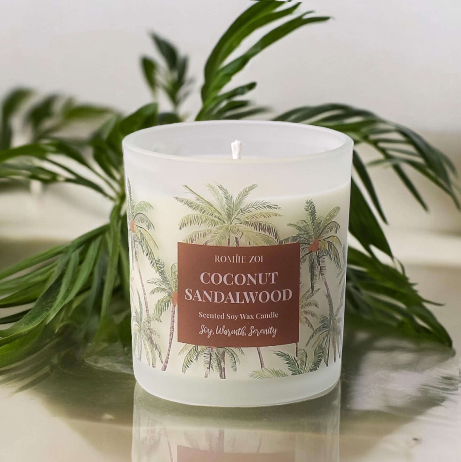 Romiié ZOI coconut-sandalwood candle lifestyle image