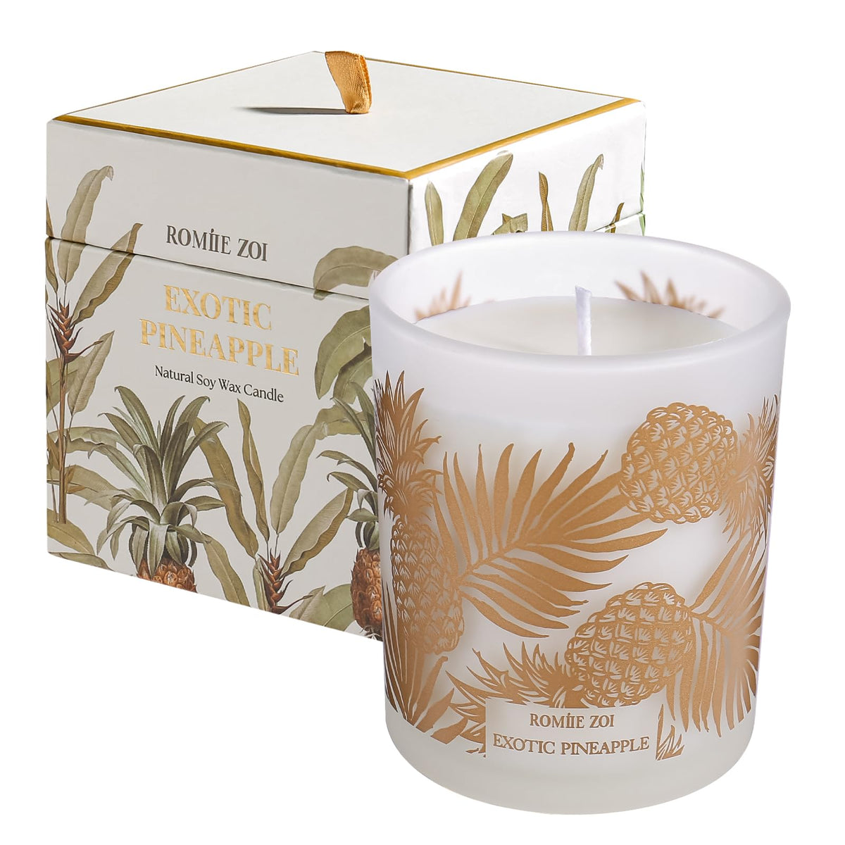 ROMIIE ZOI Pineapple Scented Candle 6oz – front view with label