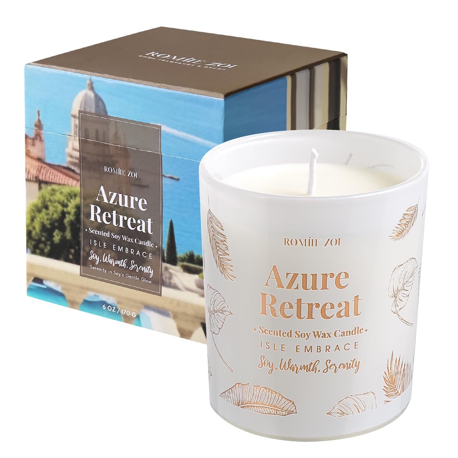 Front view of ROMIIE ZOI Tidal Treasure Ocean Whisper 6oz candle