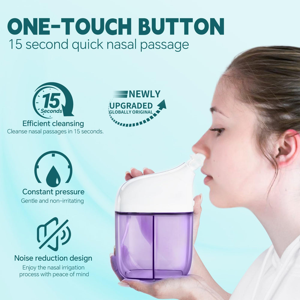 ronfnea nasal irrigation system waste chamber close-up highlights hygienic waste separation.
