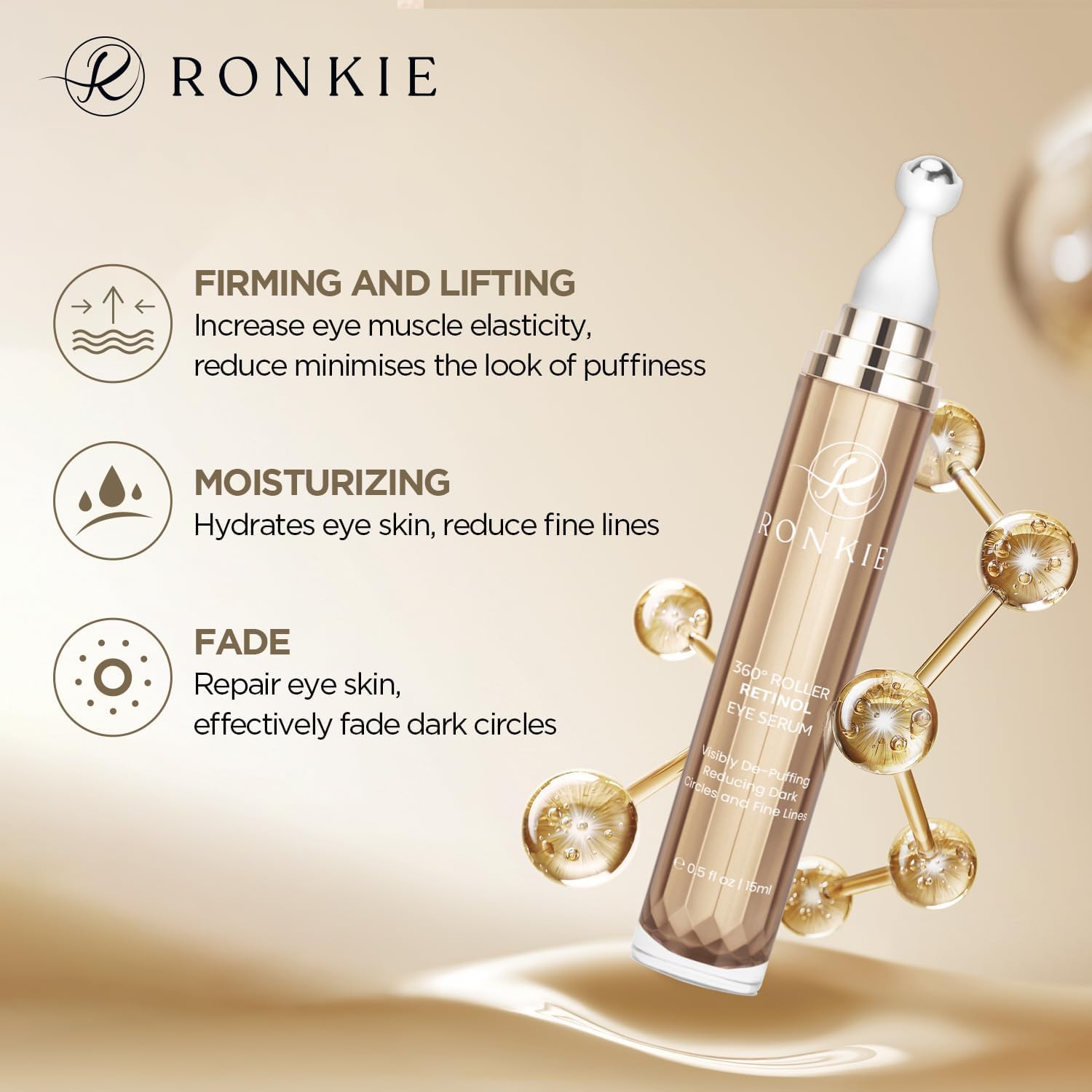 RONKIE Eye Cream daily routine use showing easy application