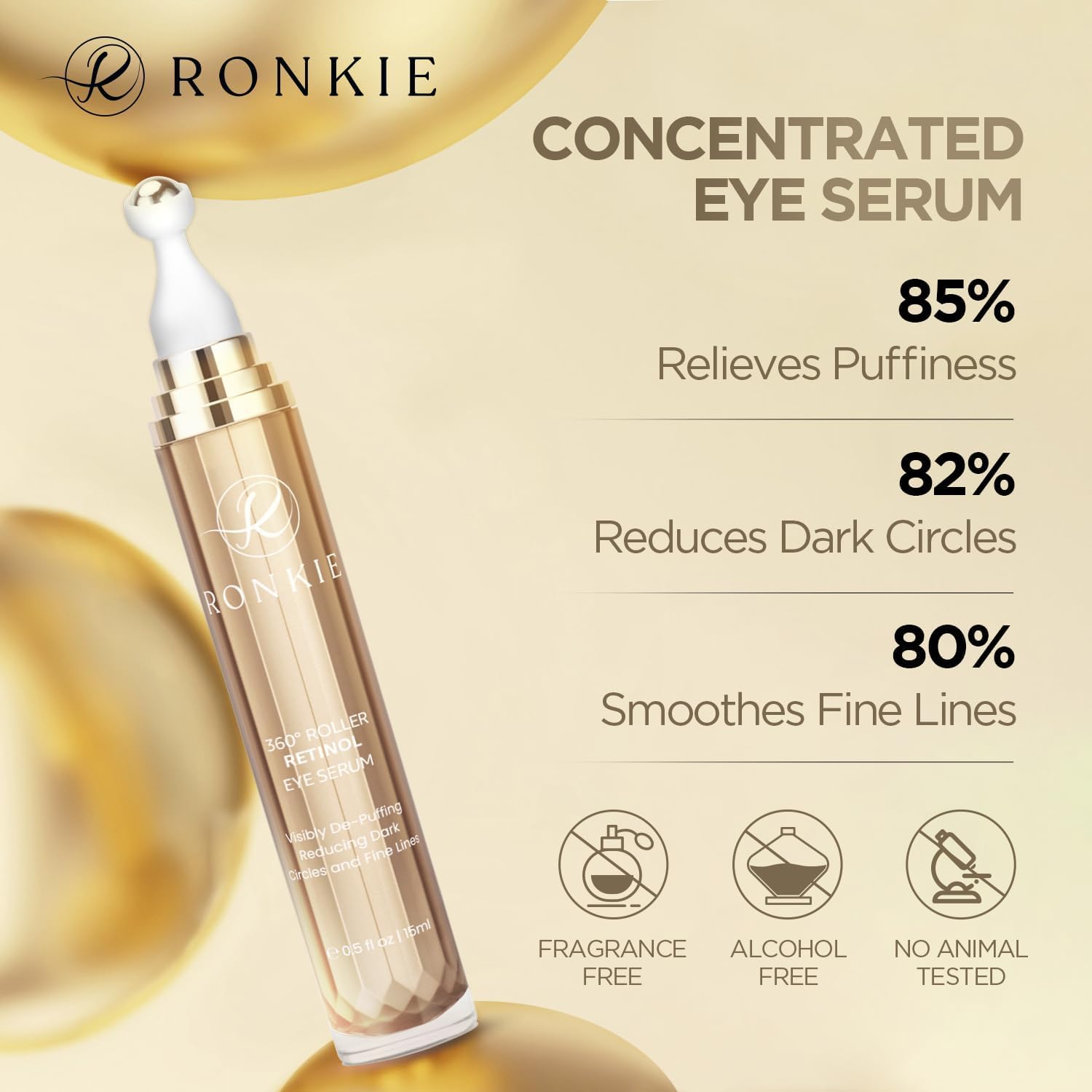 RONKIE Eye Cream dark circles closeup shows refreshed under-eye area