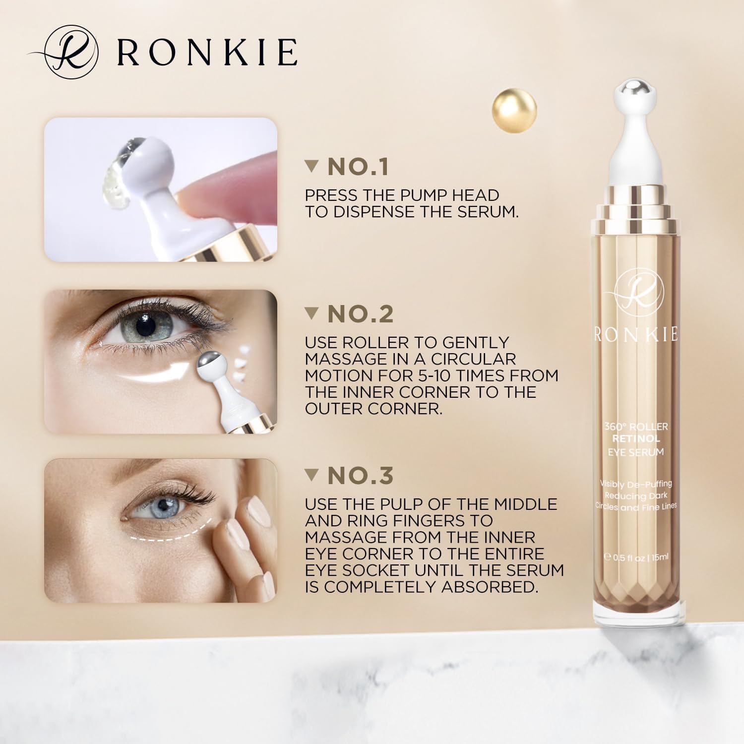RONKIE Eye Cream radiance closeup highlights brighter look