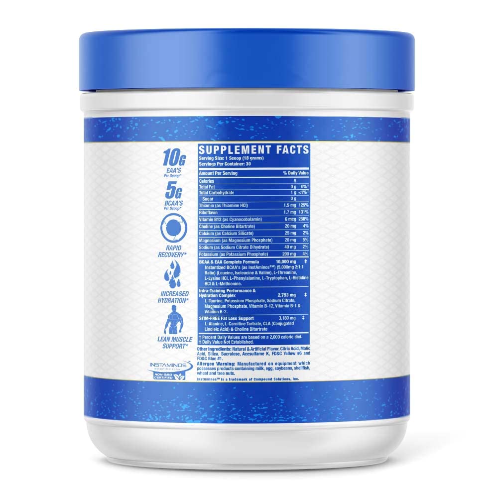Scooper pouring Lemonade flavored Amino-Tone EAAs powder