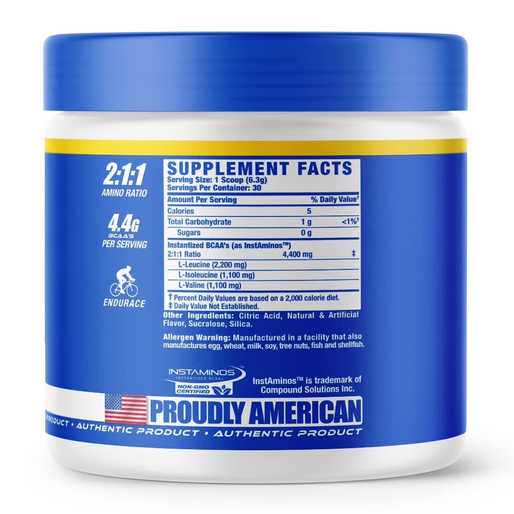 Ronnie Coleman BCAA XS Powder back label with nutrition facts