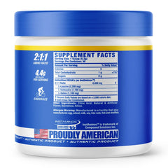 Ronnie Coleman BCAA XS Powder back label with nutrition facts