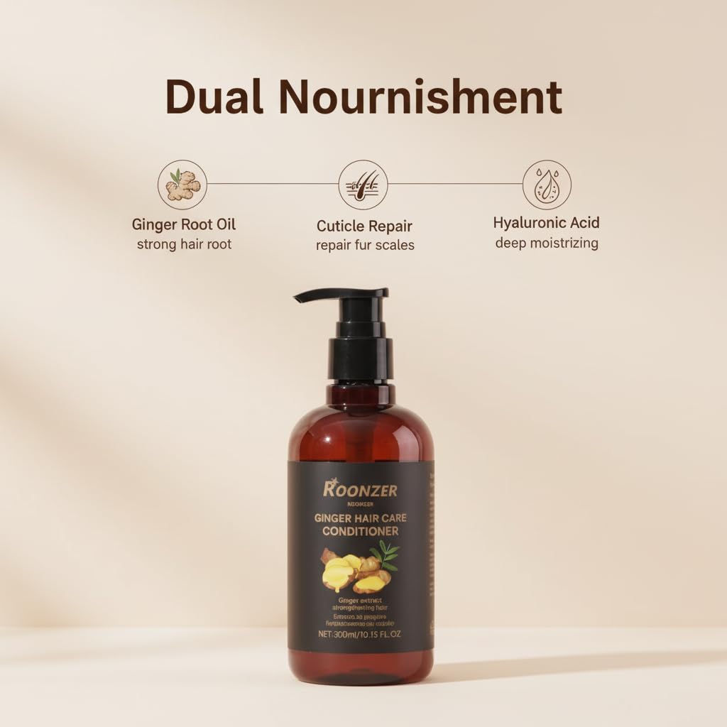 ROONZER Conditioner in shower scene signals easy rinse-off formula