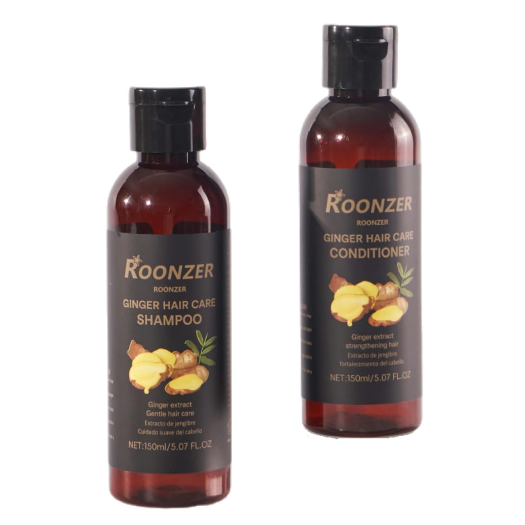 ROONZER Ginger Shampoo bottle showing refreshing cleanse and scalp stimulation