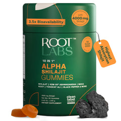 ROOT LABS 10-in-1 Alpha Shilajit Gummies bottle label front