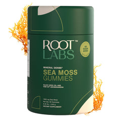 Packaging and label of ROOT LABS Sea Moss Gummies