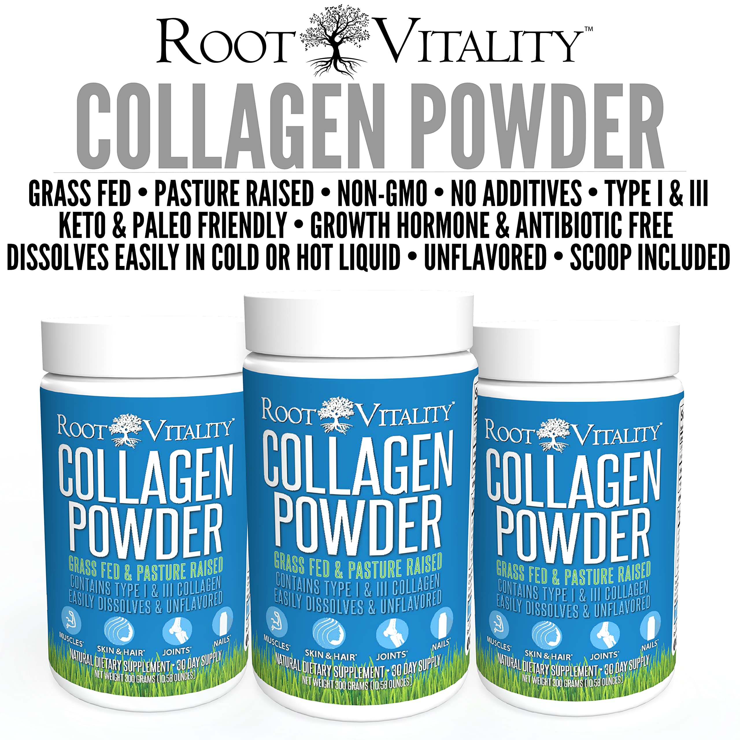 Collagen powder dissolving quickly in a glass of water