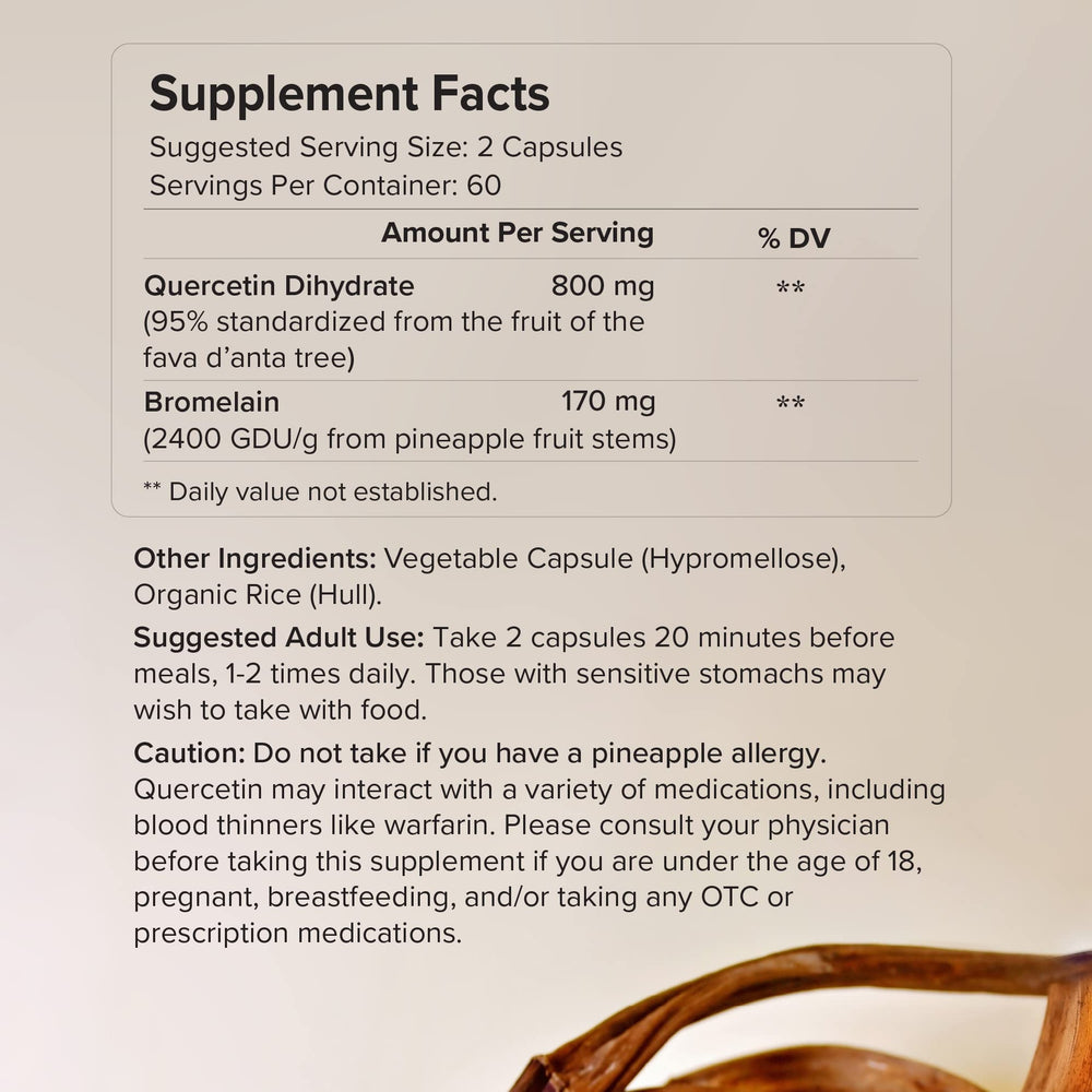 Certificate of Analysis for Rootcha Quercetin with Bromelain