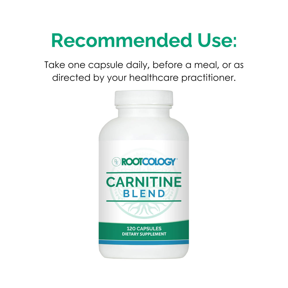 Shelf display of Rootcology Carnitine Blend 120 capsules