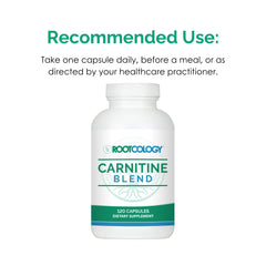 Shelf display of Rootcology Carnitine Blend 120 capsules