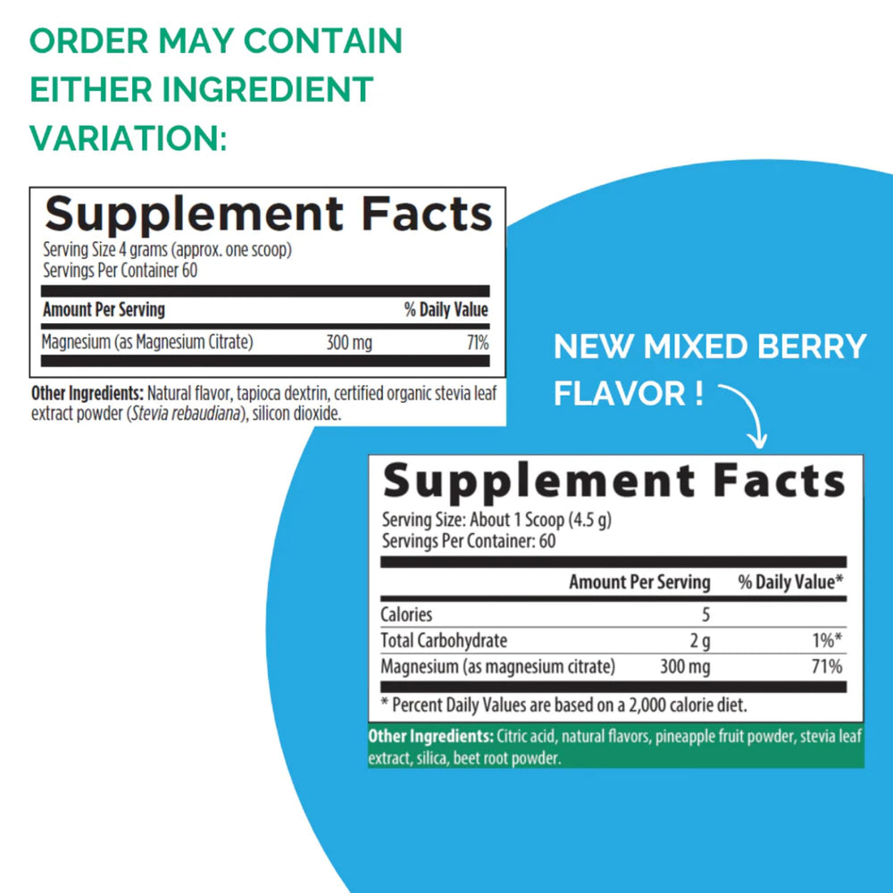 Ingredients and nutrition facts panel for Rootcology powder