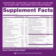 Label highlighting 25 vitamins and minerals