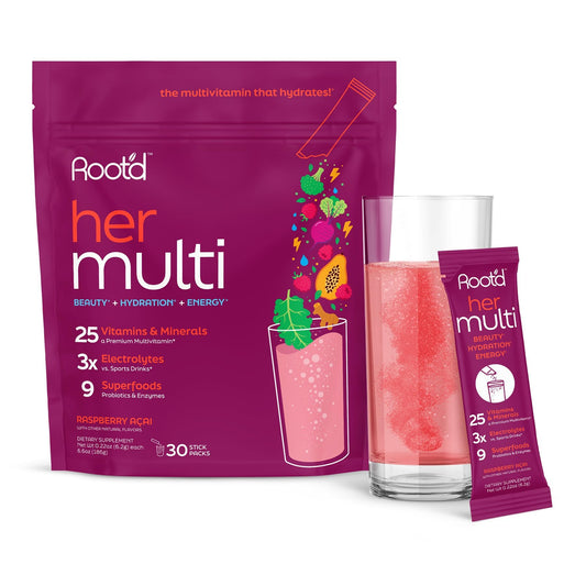 Root'd Multivitamin Powder for Women front label