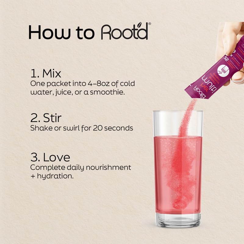 Preparing Root'd multivitamin powder in water